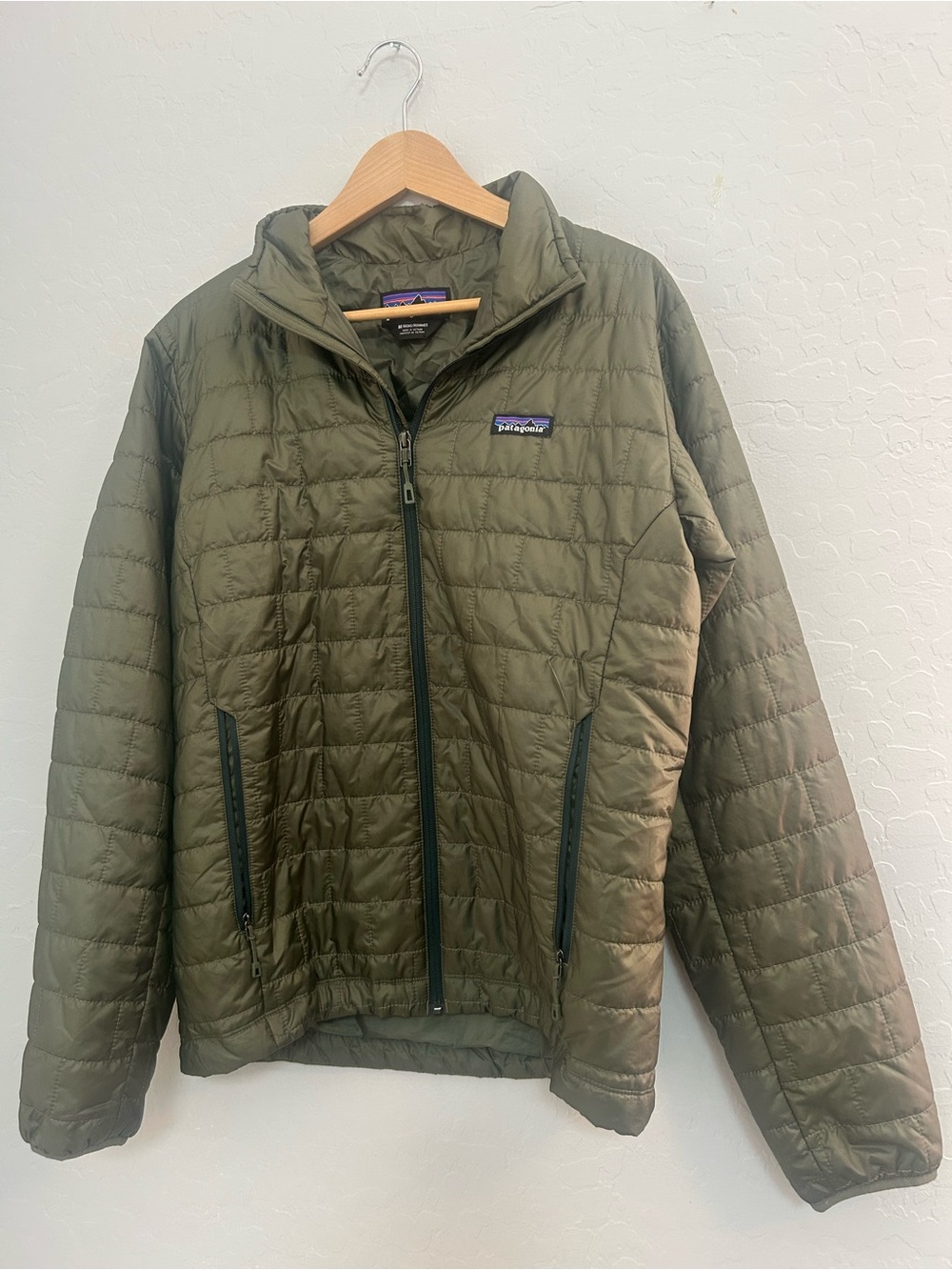 Patagonia Mens Nano Puff Full Zip Olive Green Quilted Insulated Jacket 84222 Med
